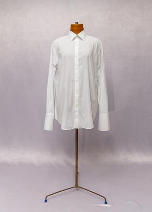 Хлопковая мужская рубашка ✂️jeff banks, london (classic fit, pure cotton, с рукавами под запонки), детали в ленте