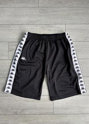 Черные мужские кэжуал шорты с лампасами каппа kappa 222 banda treadwell lampas casual black size l л размер оригинал