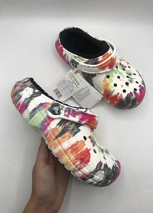 Жіночі крокси crocs classic lined tie dye clogs (206341-0с4) оригінал 38