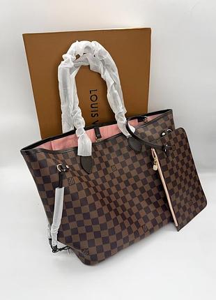 Louis vuitton neverfull mm damier ebene with pochette 33х29х16