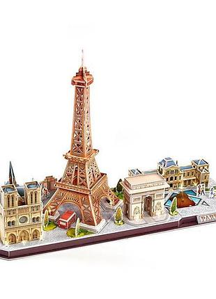 3d пазл cubicfun city line з led-підсвіткою париж (l525h)