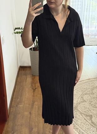 Чорна коттонова сукня від h&m