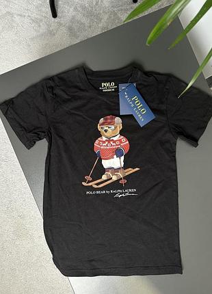 Футболка чоловіча polo ralph lauren bear on skis чорна бавовна