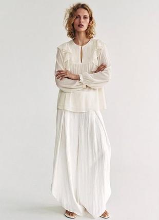 Біла шифонова сорочка zara легка блуза s