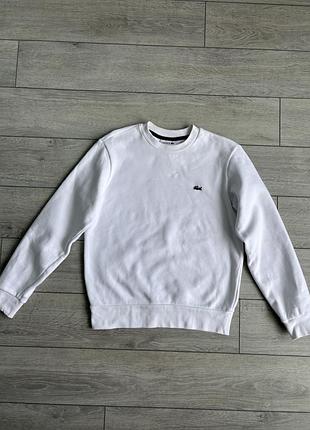 Білий світшот лакоста lacoste classic fit size s с розмір батнік кофта светр толстовка джемпер пуловер оригінал