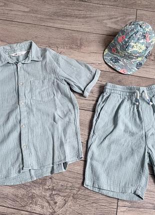 Літній мусліновий костюм h&m (сорочка + шорти) + кепка