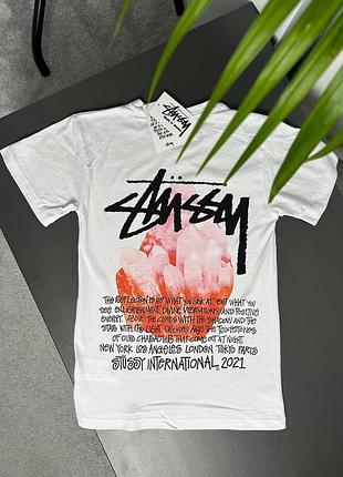 Футболка чоловіча stussy crystal біла бавовна