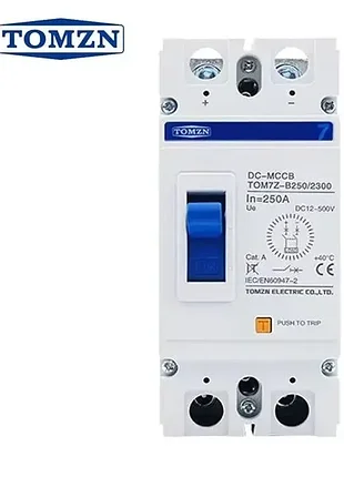 Dc автомат (mcb) tom7n dc12-500v b250/2300 2p - 250a автоматический выключатель постоянного тока