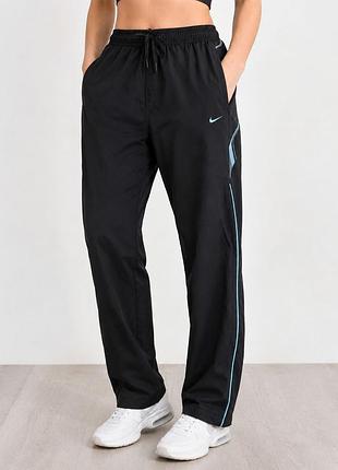 Оригинал nike sphere dry, лёгкие черные спортивные брюки  с голубыми декоративными и светоотражающими элементами.