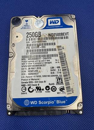 Ноутбучный hdd wd2500bevt 250gb в идеальном состоянии