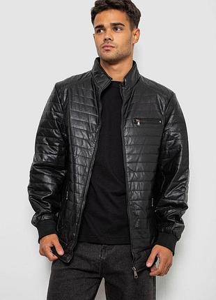 Куртка мужская однотонная экокожа, цвет черный, размеры s, m, xl, xxl, xxxl fa_015340