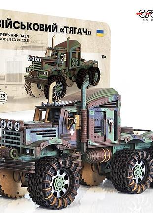 3d пазл конструктор механічний з дерева thegravix військовий тягач 475 деталей