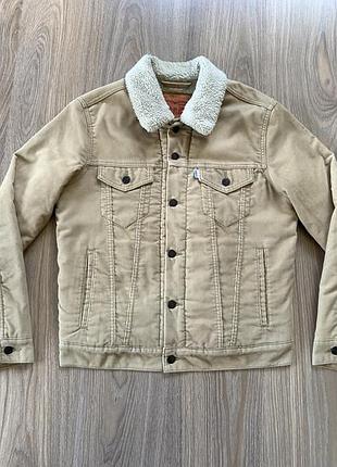 Мужская утеплённая бежевая вельветовая куртка шерпа levis