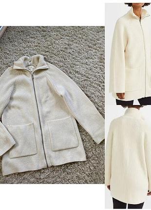 Шикарний білий/молочний  обьемний кардиган на молніі,h&m,p.s-m