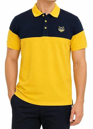 Чоловіче поло kenzo paris tiger color block жовто-синє xxl made in france