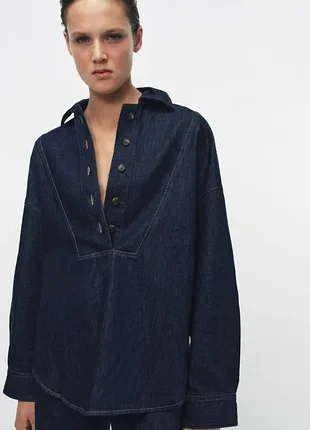 Джинсова сорочка оверсайз zara