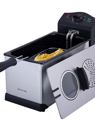 Настільна фритюрниця kamille vizo 2000 w 3 літри апарат для картоплі фрі електрофритюрниця для дому
