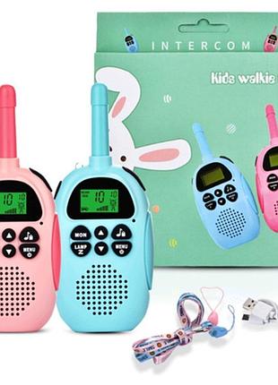 Детские рации kids walkie talkie (набор 2шт mint+pink)