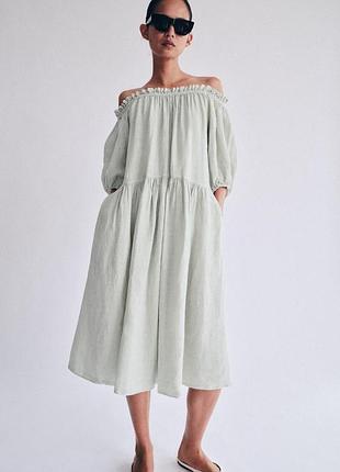 Сукня середньої довжини zw collection зі  100% льону розмір s
