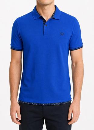 Чоловіче поло fred perry slim fit m5209 синє з контрастним оздобленням l