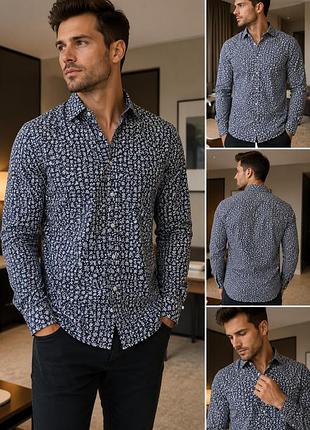Чоловіча сорочка george slim fit у дрібний квітковий принт, xl/xxl