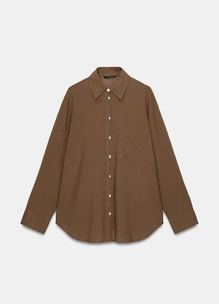 Оверсайз тоненькая рубашка zara размер s,l