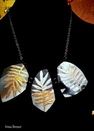 Колье "зимние листья" 3