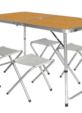 Раскладной стол - чемодан с 4 стульями folding table для пикника, рыбалки, дачи, 120х60 см