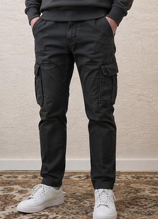 Чоловічі штани карго denim co. w28/l30 темно-сірі
