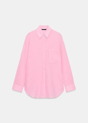 Оверсайз тоненька рожева  сорочка zara  розмір м
