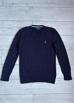 Polo ralph lauren size s размер поло ральф лорен женский вязаный брендовый свитер свитер кофта косичка свитшот синий цвет оригинал