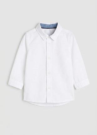 Біла сорочка з бавовни з довгим рукавом для хлопчика h&amp;m 1,5-2 роки