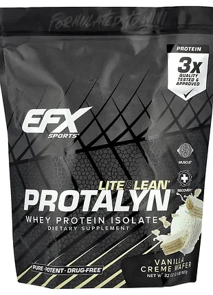 Efx sports, ізолят сироваткового протеїну protalyn, вафельний крем із ванільним кремом, 907 г