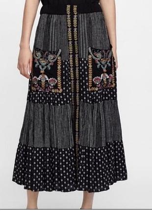 Спідниця на кнопках з кишенями zara