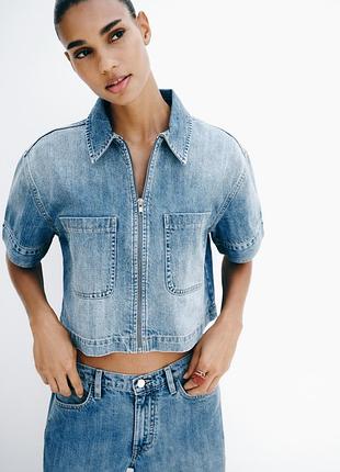 Джинсовая рубашка z1975 с коротким рукавом от zara