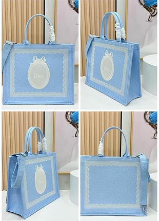🩵christian d. book tote toile embroidery medium with white lace брендовая нежная кукольная сумка тоут в стиле coquette шебби шик голубая люкс