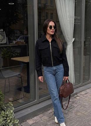 Женский кашемировый бомбер 42–46 (oversize) черный
