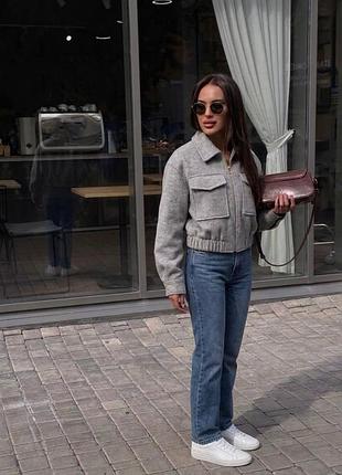 Женский кашемировый бомбер 42–46 (oversize) меланж
