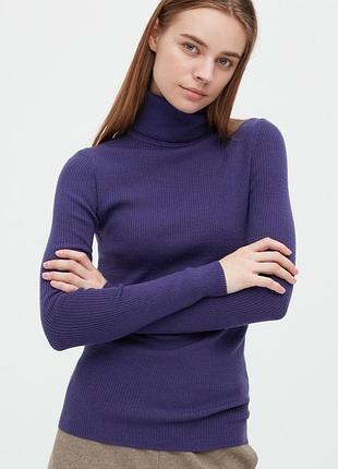 Вовняний гольф / водолазка в рубчик uniqlo (100% вовна меріноса)