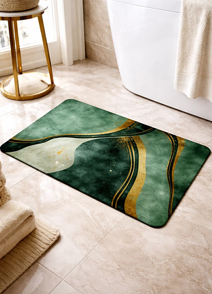 Коврик непромакаемый с узором 3d 48×78 см — кухонный, влагостойкий, для дома и прихожей оливково-золотий