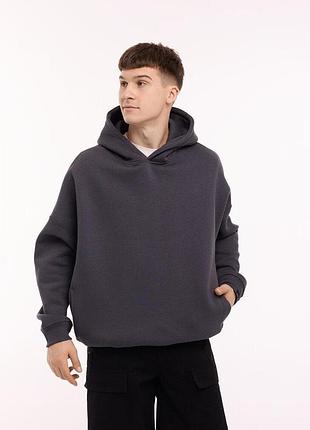 Мужское худи oversize графитовое urbanist хлопок с начесом трехнить осень зима