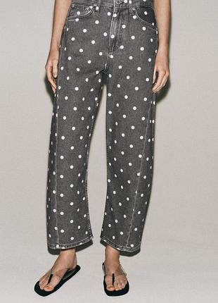Расслабленные прями джинсы в горохи zara