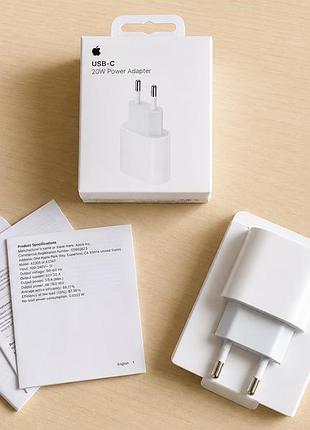 Оригінальний зарядний пристрій apple 20w usb-c power adapter (md3j4zm/a) — новий комплект