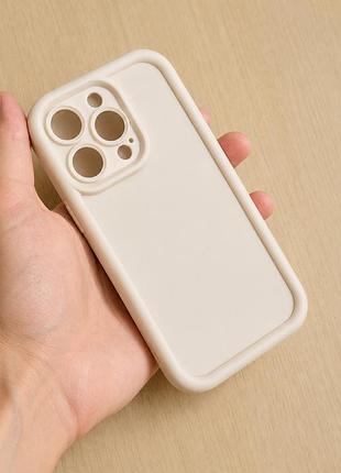 Силіконовий чохол для iphone 14 pro — молочний / молочно-білий (новий, з мікрофіброю)