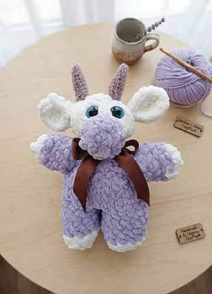 Вязаная плюшевая коровка в стиле milka (мелка) ручной работы 28 см