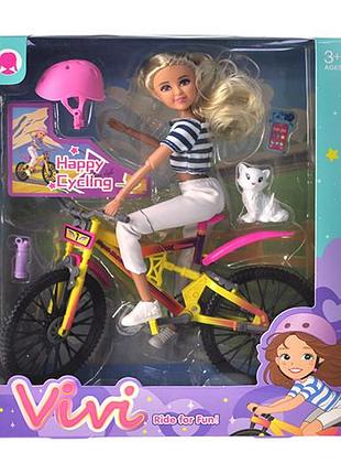 Кукла с велосипедом 56814 в коробке р.23.2x8.6x26.1 см yg toys