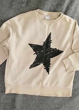 Кофта бежевая zara 134 140 10 лет звезда