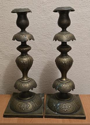 Подсвечники с розами пара больших norblin with co galw warszawa модель 1139, высота 35 см