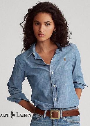 Стильная джинсовая приталенная рубашка polo ralph lauren