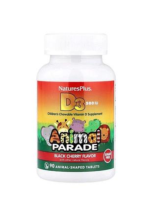 Вітамін d3 для дітей natures plus animal parade vitamin d3 black cherry flavor смак вишні 90 таблеток здоров'я кісток імунітет